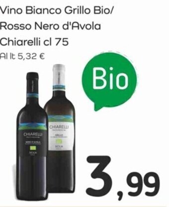 Famila Vino Bianco Grillo Bio/ Rosso Nero d'Avola Chiarelli cl 75 offerta