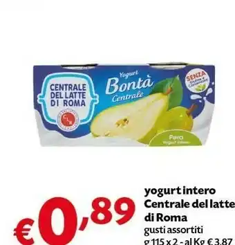 Pam Centrale del latte di roma Yogurt Intero Pera 230 G(ml) offerta