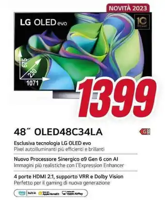 Trony LG OLED evo 48" OLED48C34LA offerta