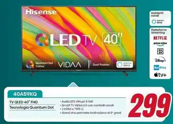 Trony HISENSE TV QLED 40" FHD 40A59KQ offerta