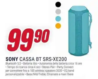 Trony SONY CASSA BT SRS-XE200 offerta