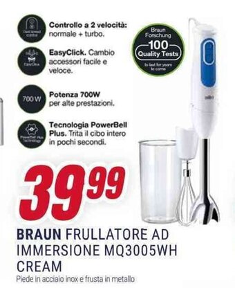 Trony BRAUN FRULLATORE AD IMMERSIONE MQ3005WH CREAM offerta