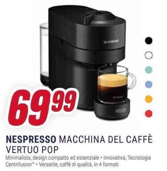 Trony NESPRESSO MACCHINA DEL CAFFÈ VERTUO POP offerta