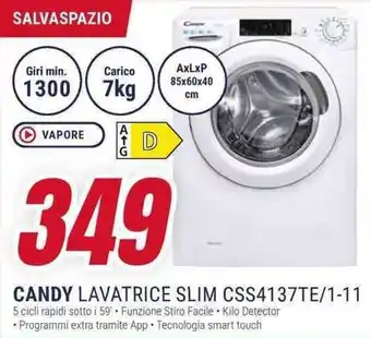 Trony CANDY LAVATRICE SLIM CSS4137TE/1-11 offerta