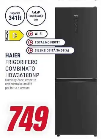Trony HAIER FRIGORIFERO COMBINATO HDW3618DNP offerta