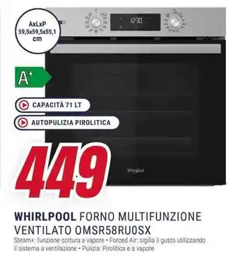 Trony WHIRLPOOL FORNO MULTIFUNZIONE VENTILATO OMSR58RUOSX offerta