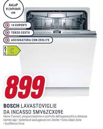 Trony BOSCH LAVASTOVIGLIE DA INCASSO SMV6ZCX09E offerta