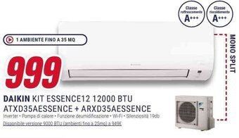 Trony DAIKIN KIT ESSENCE12 12000 BTU ATXD35AESSENCE + ARXD35AESSENCE offerta