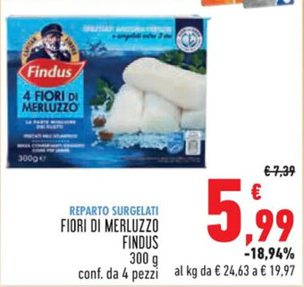 Conad City FIORI DI MERLUZZO FINDUS 300 g conf. da 4 pezzi offerta