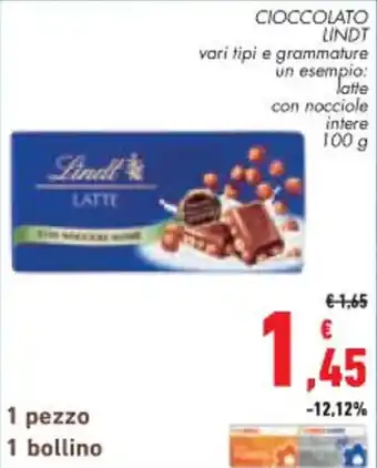 Conad City CIOCCOLATO LINDT 100 g offerta