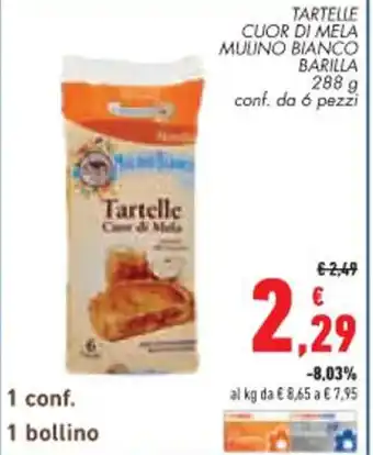 Conad City TARTELLE CUOR DI MELA MULINO BIANCO BARILLA 288 g conf. da 6 pezzi offerta