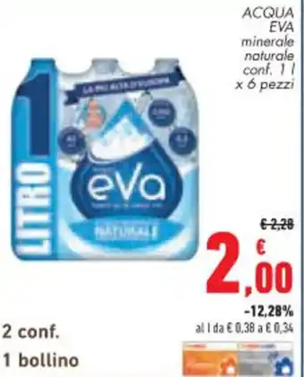 Conad City ACQUA EVA minerale naturale conf. 1 l x 6 pezzi offerta