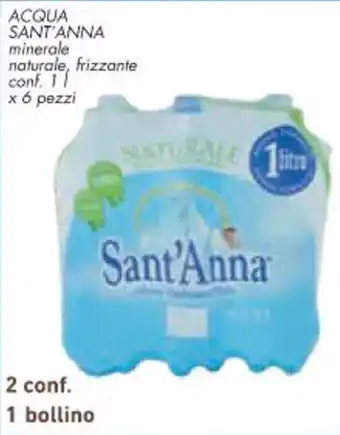 Conad City ACQUA SANT'ANNA minerale naturale, frizzante conf. 1 l x 6 pezzi offerta