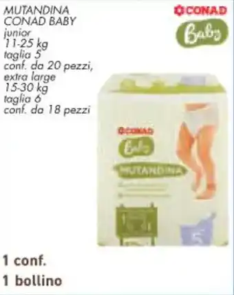 Conad City MUTANDINA CONAD BABY junior 11-25 kg taglia 5 offerta
