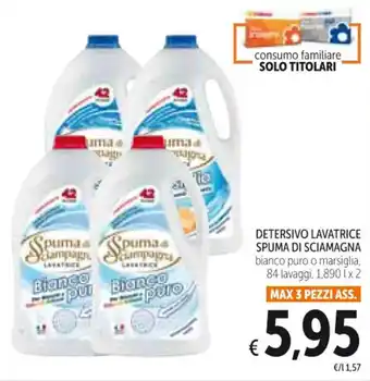 Spazio Conad DETERSIVO LAVATRICE SPUMA DI SCIAMAGNA bianco puro o marsiglia, 84 lavaggi, 1,890 l x 2 offerta