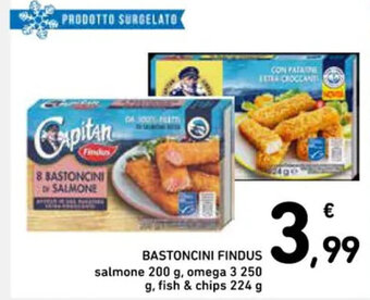 Spazio Conad BASTONCINI FINDUS salmone 200 g, omega 3 250 g. fish & chips 224 g offerta