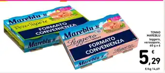 Spazio Conad TONNO MAREBLU leggero, verosapore, 60 g x 6 offerta