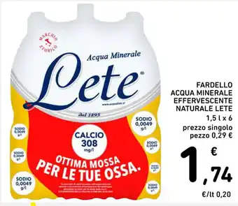 Spazio Conad FARDELLO ACQUA MINERALE EFFERVESCENTE NATURALE LETE 1,5 l x 6 offerta