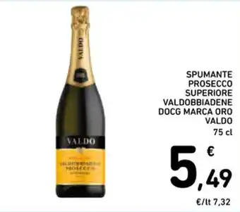 Spazio Conad SPUMANTE PROSECCO SUPERIORE VALDOBBIADENE DOCG MARCA ORO VALDO 75 cl offerta