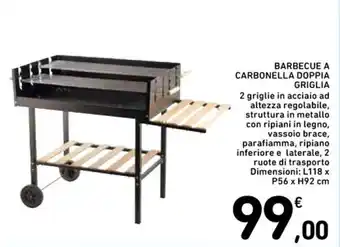 Spazio Conad BARBECUE A CARBONELLA DOPPIA GRIGLIA L118 x P56 x H92 cm offerta