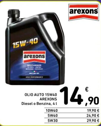 Spazio Conad OLIO AUTO 15W40 AREXONS 4 l offerta