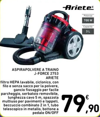 ASPIRAPOLVERE A TRAINO J-FORCE 2753 ARIETE