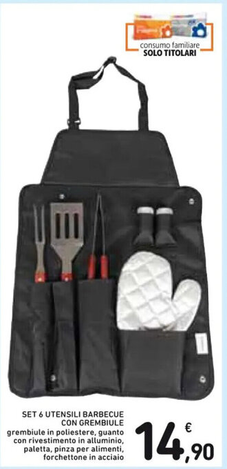SET 6 UTENSILI BARBECUE CON GREMBIULE