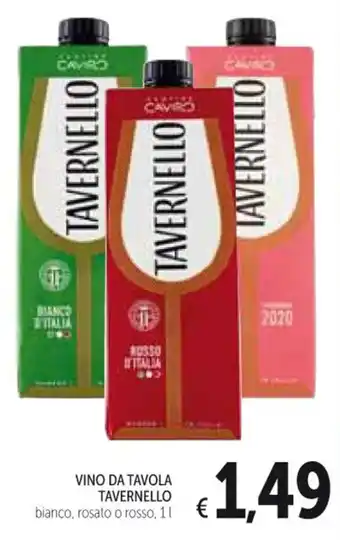 Spazio Conad VINO DA TAVOLA TAVERNELLO bianco, rosato o rosso, 1l offerta