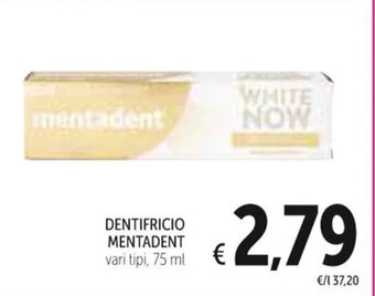 Spazio Conad DENTIFRICIO MENTADENT vari tipi, 75 ml offerta