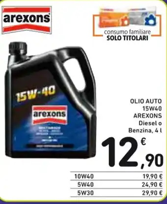 Spazio Conad OLIO AUTO 15W40 AREXONS 4 L offerta