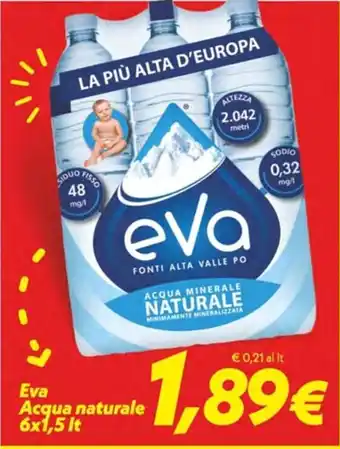 Iper Super Conveniente Eva Acqua naturale 6x1,5 Lt offerta