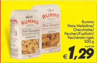 Iper Super Conveniente Rummo Pasta Mafaldine/ Orecchiette/ Paccheri/Fusillotti/ Paccherotti rigati 500 g offerta