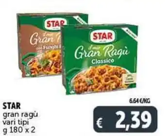 Deco Supermercati STAR gran ragù g 180 x 2 offerta