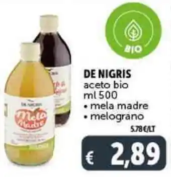 Deco Supermercati DE NIGRIS aceto bio ml 500 offerta