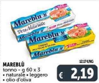 Deco Supermercati MAREBLÙ tonno - g 60 x 3 offerta