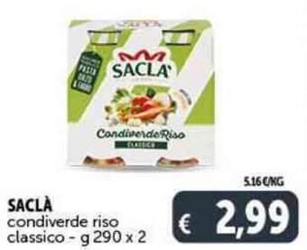 Deco Supermercati SACLA condiverde riso classico - g 290 x 2 offerta