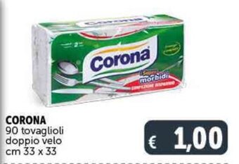 Deco Supermercati CORONA 90 tovaglioli doppio velo cm 33 x 33 offerta