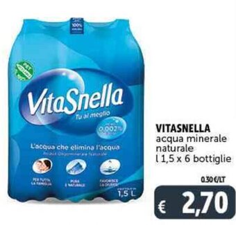 Deco Supermercati VITASNELLA acqua minerale naturale l 1,5 x 6 bottiglie offerta