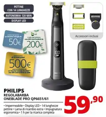Comet PHILIPS REGOLABARBA ONEBLADE PRO QP6651/61 offerta