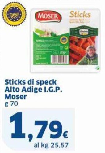 Sticks di speck Alto Adige I.G.P. Moser g 70