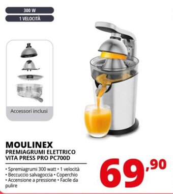 Comet MOULINEX PREMIAGRUMI ELETTRICO VITA PRESS PRO PC700D offerta