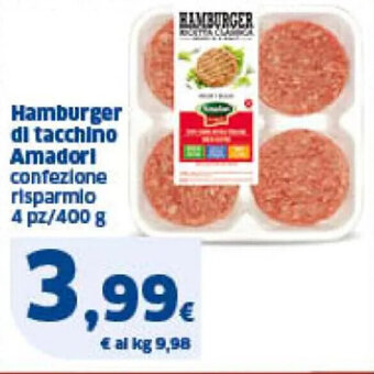 Sigma Hamburger di tacchino Amadori confezione risparmio 4 pz/400 g offerta