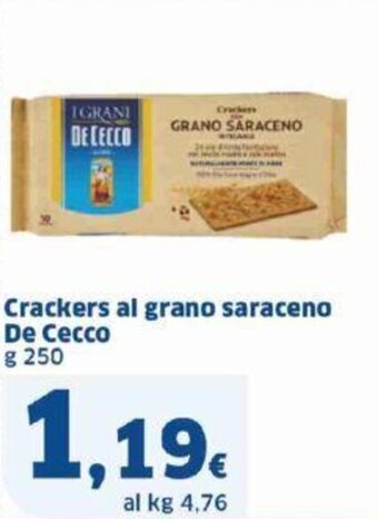 Sigma Crackers al grano saraceno De Cecco g 250 offerta