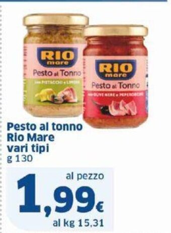 Sigma Pesto al tonno Rio Mare vari tipi g 130 offerta