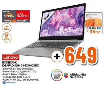 Expert Lenovo NOTEBOOK IDEAPAD SLIM 3 82XM0057IX offerta