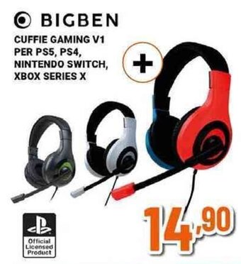 Expert BIGBEN CUFFIE GAMING V1 PER PS5, PS4, NINTENDO SWITCH, XBOX SERIES X offerta