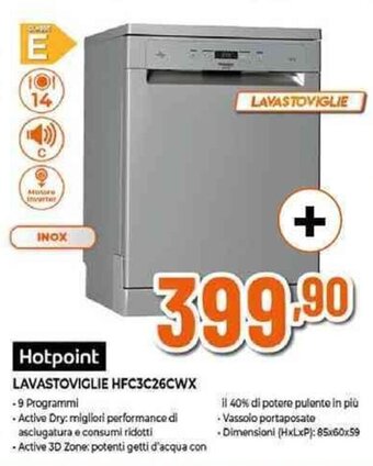 Expert Hotpoint LAVASTOVIGLIE HFC3C26CWX offerta