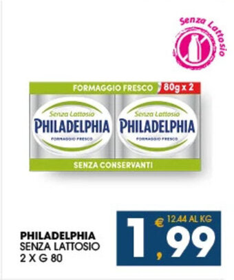 SeBón Supermercati PHILADELPHIA SENZA LATTOSIO 2 X G 80 offerta