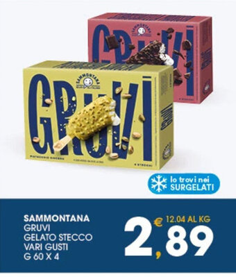 SeBón Supermercati SAMMONTANA GRUVI GELATO STECCO VARI GUSTI G 60 X 4 offerta