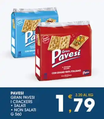 SeBón Supermercati PAVESI GRAN PAVESI I CRACKERS ▪ SALATI • NON SALATI G 560 offerta